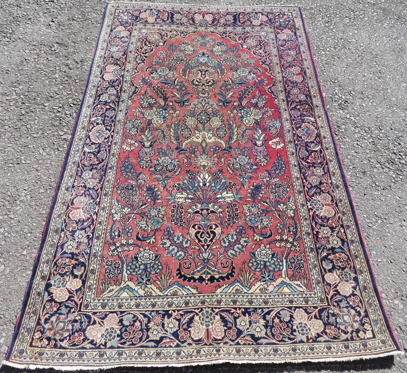 Antique Pictorial Floral Rug. 211cm X 136cm.