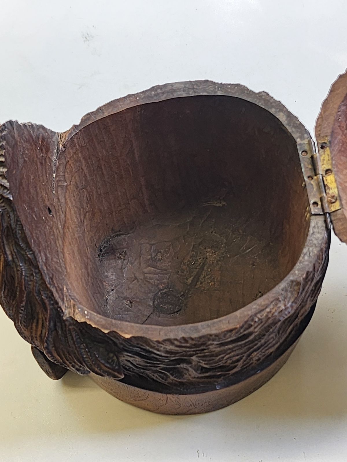 photo for sale Wooden Carved Black Forest Terrier Tobacco Jar