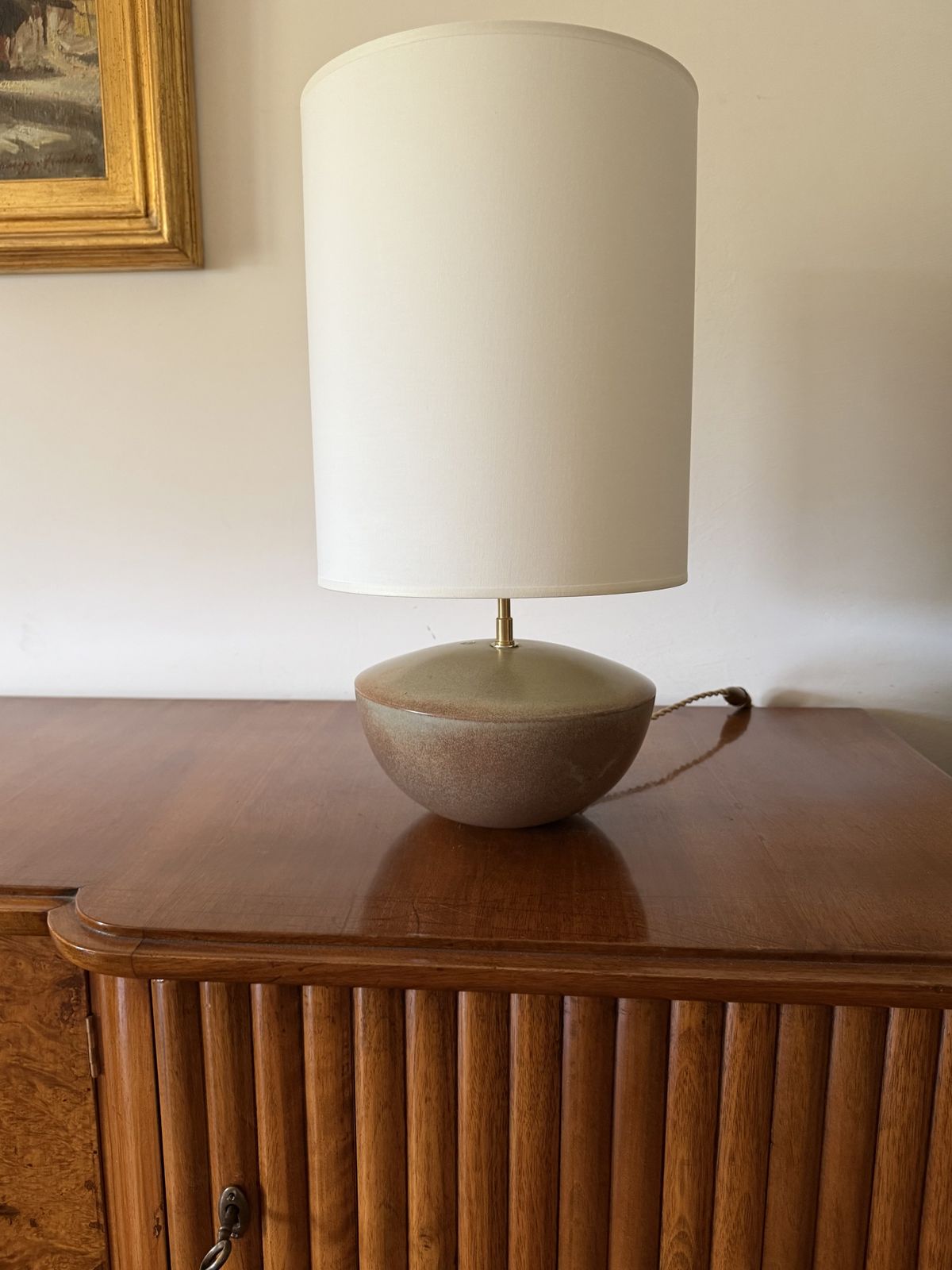 Mid Century Modern Green Ceramic Lamp Base, Alain Di Bin France 1960s photo furniture