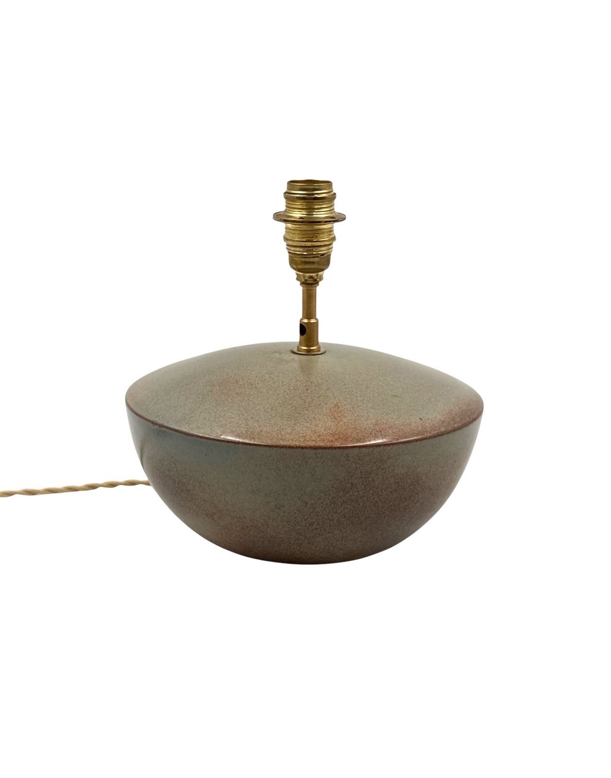photo for sale Mid Century Modern Green Ceramic Lamp Base, Alain Di Bin France 1960s