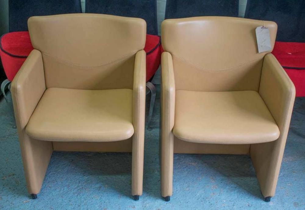 Used Vintage Model 148 Armchairs By Osvaldo Borsani Tan Leather (12 X Available)