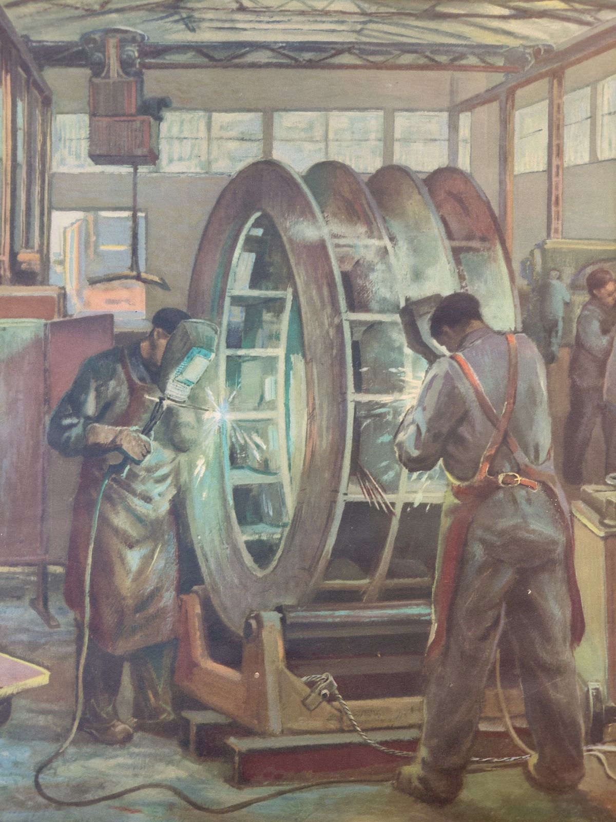 Original 1950s Czech Propaganda Industrial Poster By Artist František Bílek photo furniture
