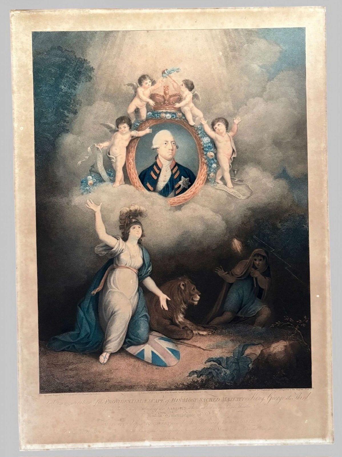 A Late Georgian Political Allegorical Print (1802) King George 111 photo furniture
