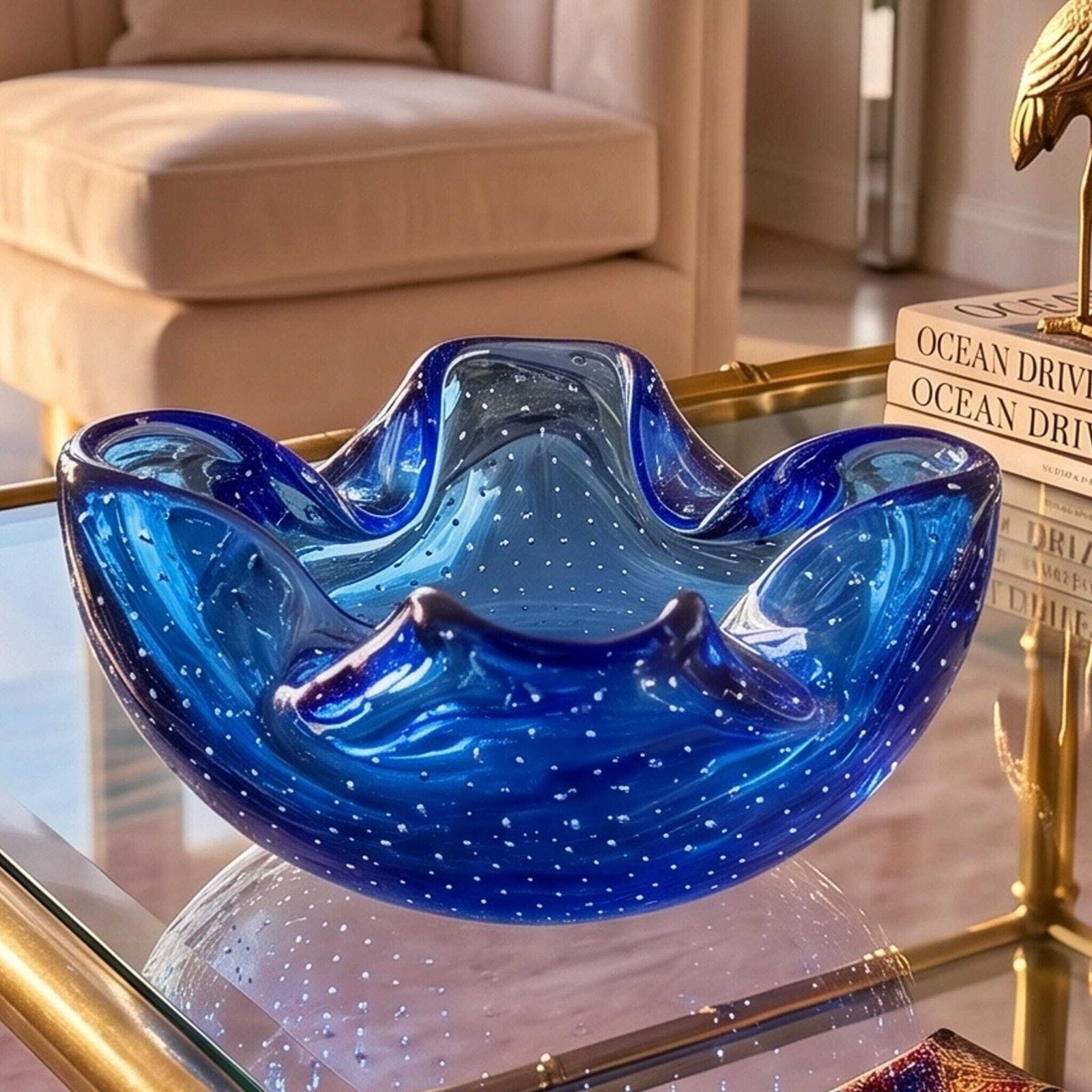 1960s Mid Century Ashtray Or Catchall In Bullicante Murano Glass By Flavio Poli photo for sale