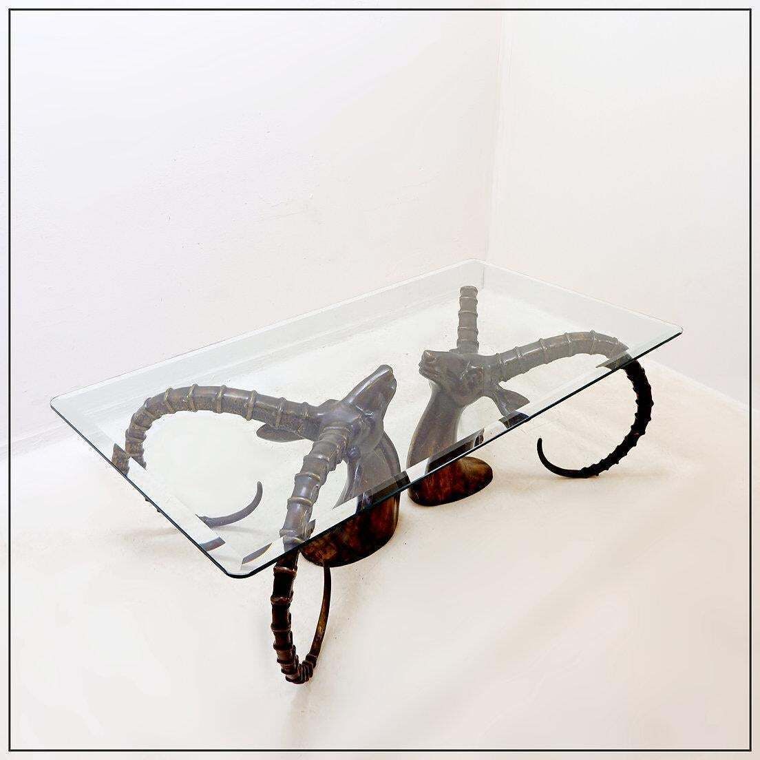 "Ibex" Coffee Table In The Style Of Alain Chervet   1970s photo furniture