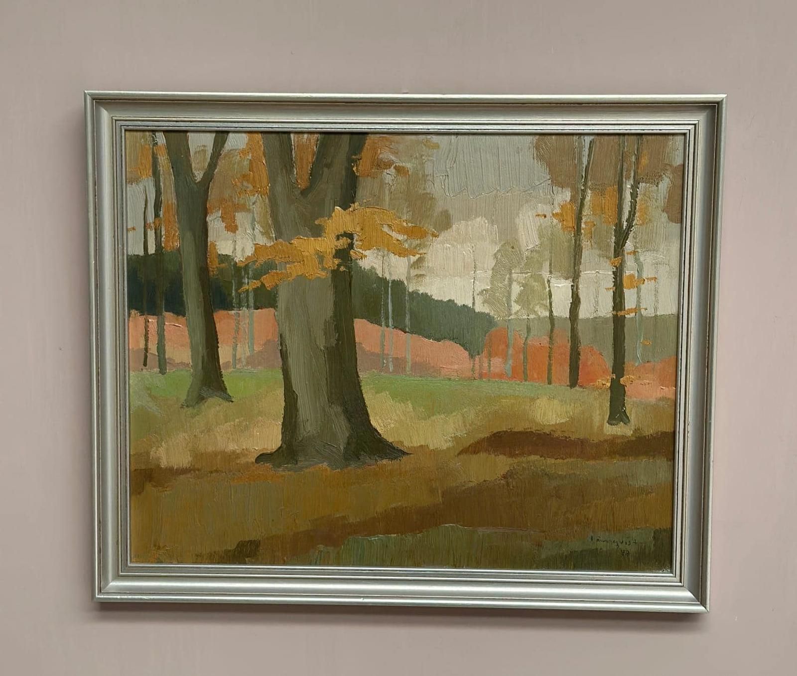 Original Mid Century Swedish Oil On Masonite – “Forest Motif” By Lönnqvist – Dated 1947 – Vintage & Framed – 46 × 56 Cm (18.1" × 22") photo buy