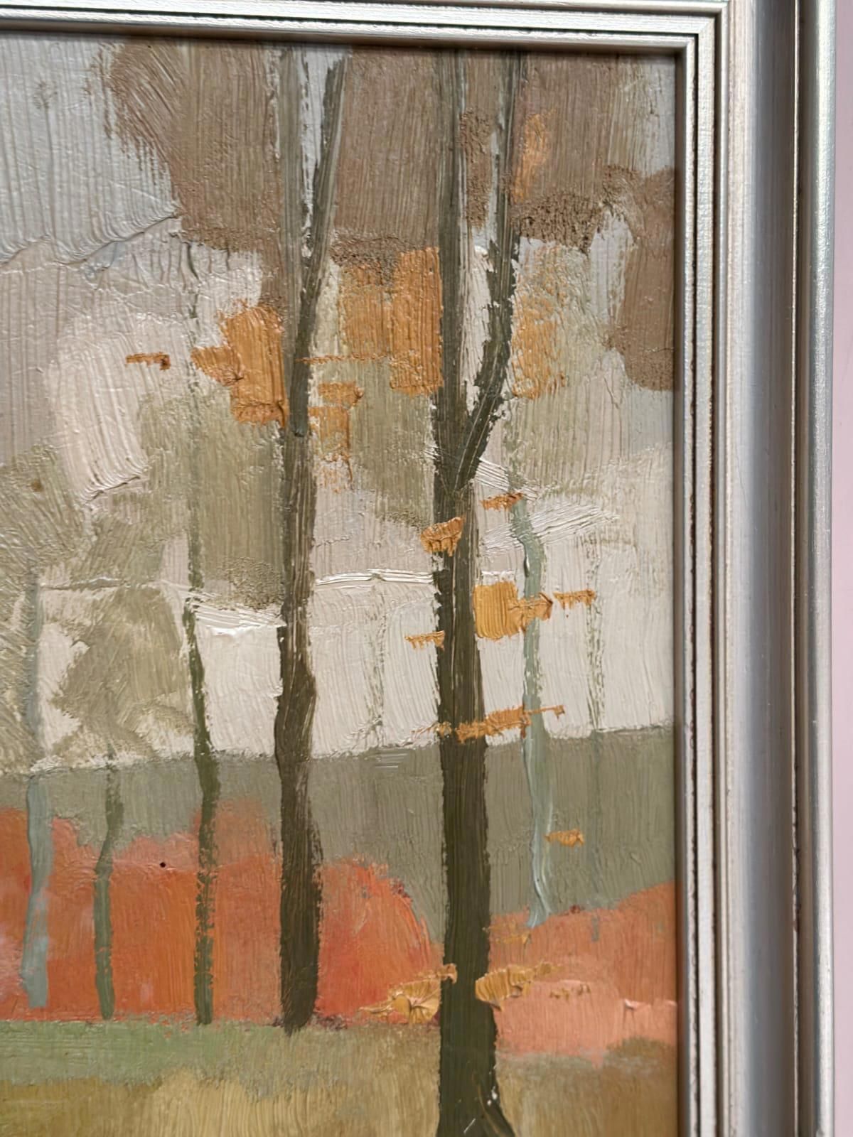 295.0 Original Mid Century Swedish Oil On Masonite – “Forest Motif” By Lönnqvist – Dated 1947 – Vintage & Framed – 46 × 56 Cm (18.1" × 22") photo