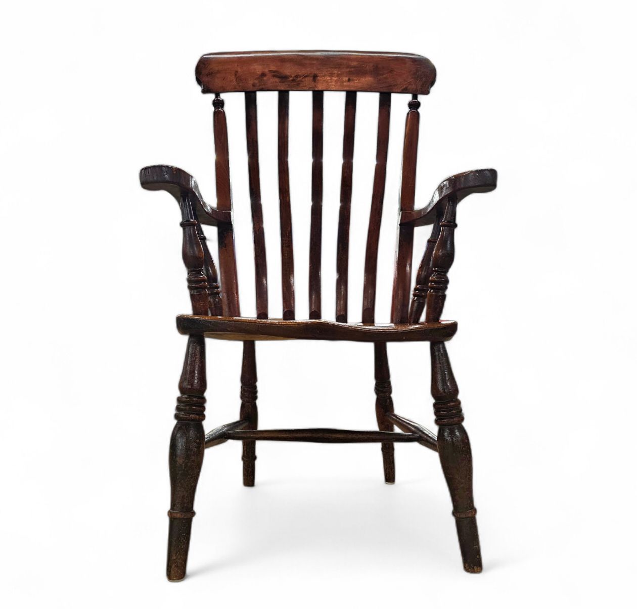 19th Century Elm Country High Slat Back Chair With A Fabulous Colour And Patina. photo for sale