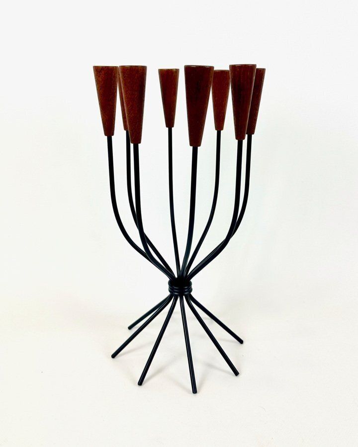Danish Teak And String Candleholder From Lüthje, 1960s