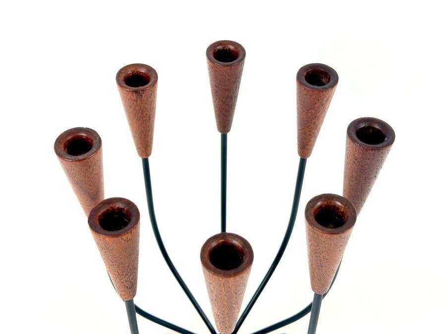 Danish Teak And String Candleholder From Lüthje, 1960s photo Home Decor