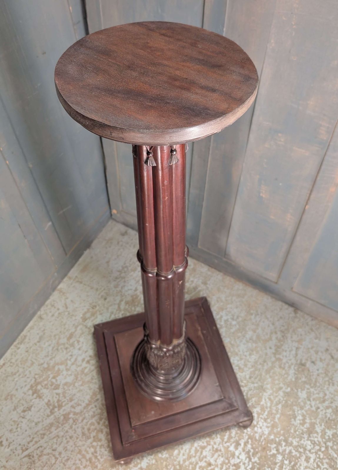 High Quality Antique Mahogany Empire Style Pedestal Plant Torchere Stand photo 420.0