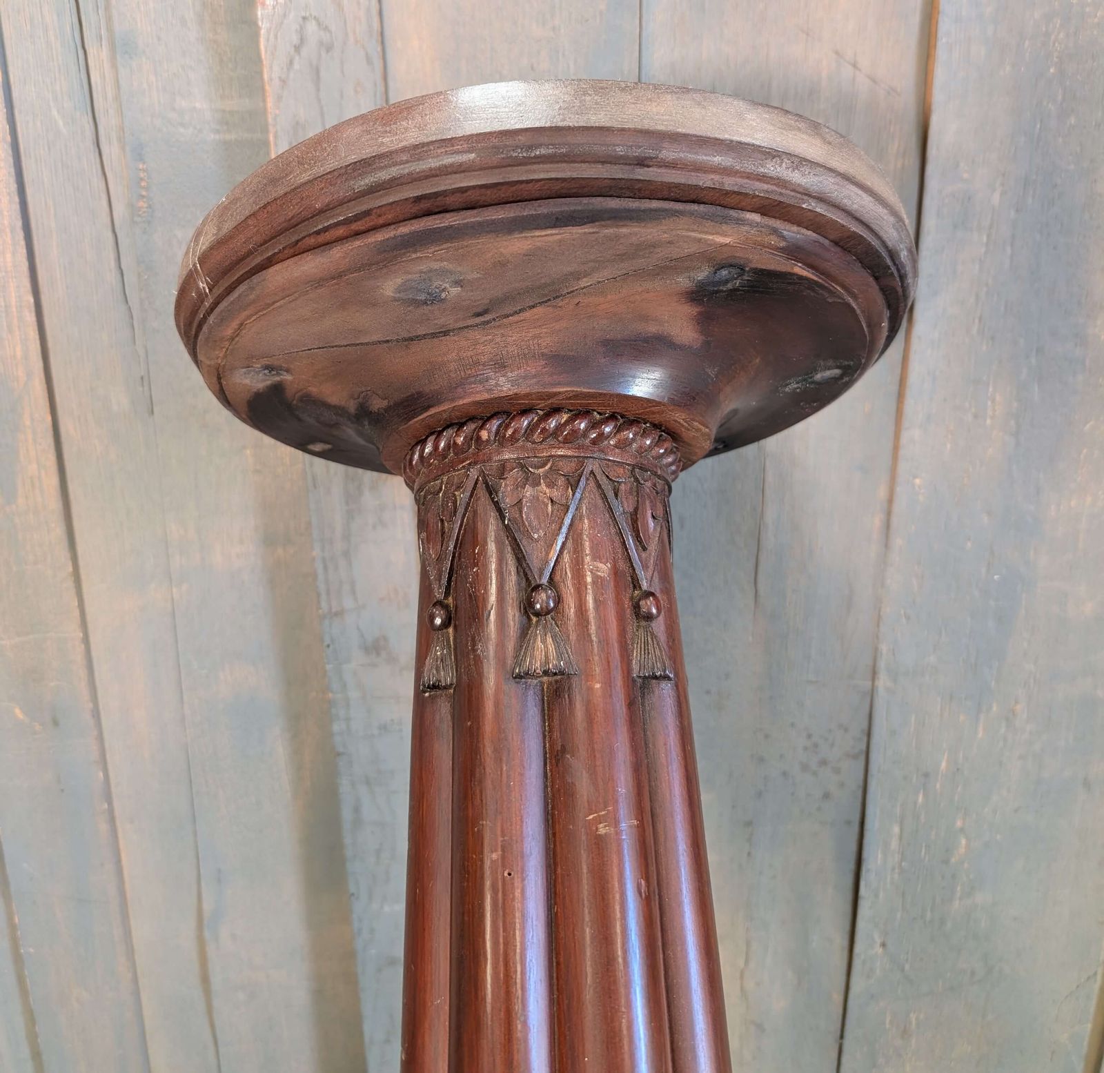 High Quality Antique Mahogany Empire Style Pedestal Plant Torchere Stand photo vinterior