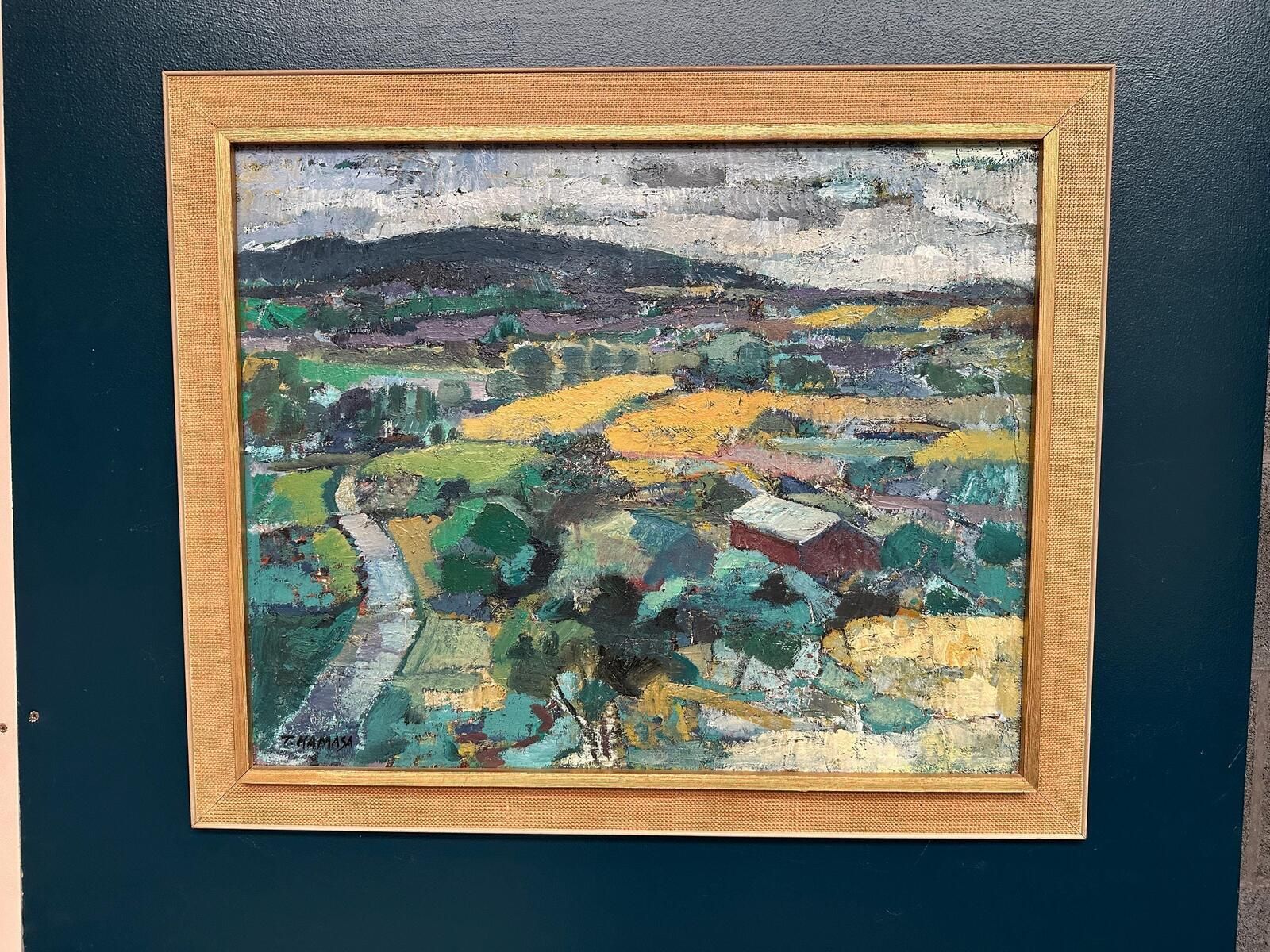 Original Mid Century European Oil On Canvas – Landscape By Tadeusz Kamasa –  – Vintage & Framed 88 × 73 Cm (34.6" × 28.7") photo 645.0