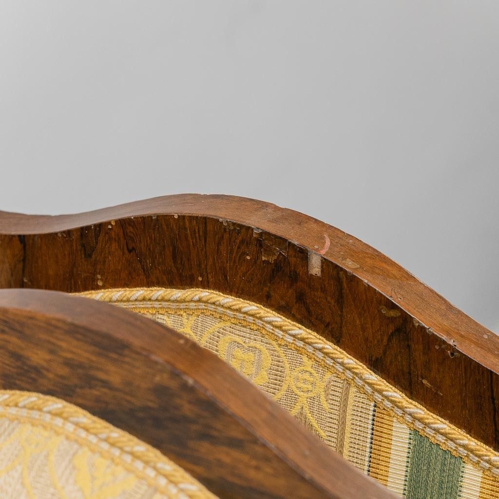 Pair Of Antique Wood And Fabric Armchairs With Armrests – Classic Style photo vinterior