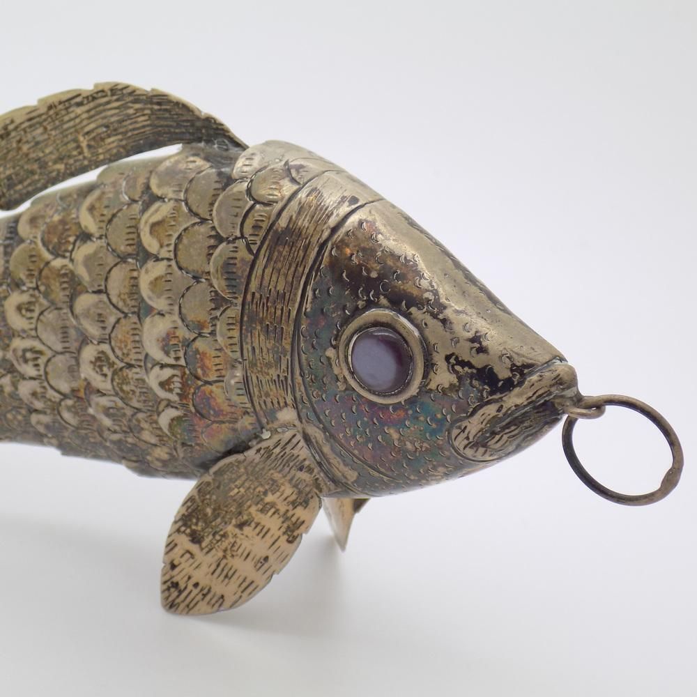 Large Vintage Portuguese Handmade Genuine Silver Fish Sculpture, 1940s photo buy