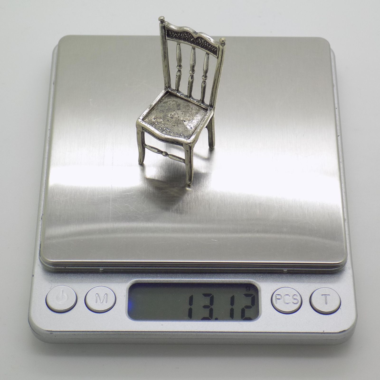 195.0 Vintage Italian Handmade Genuine Sterling Silver 925 Chair Figurine, 1970s photo