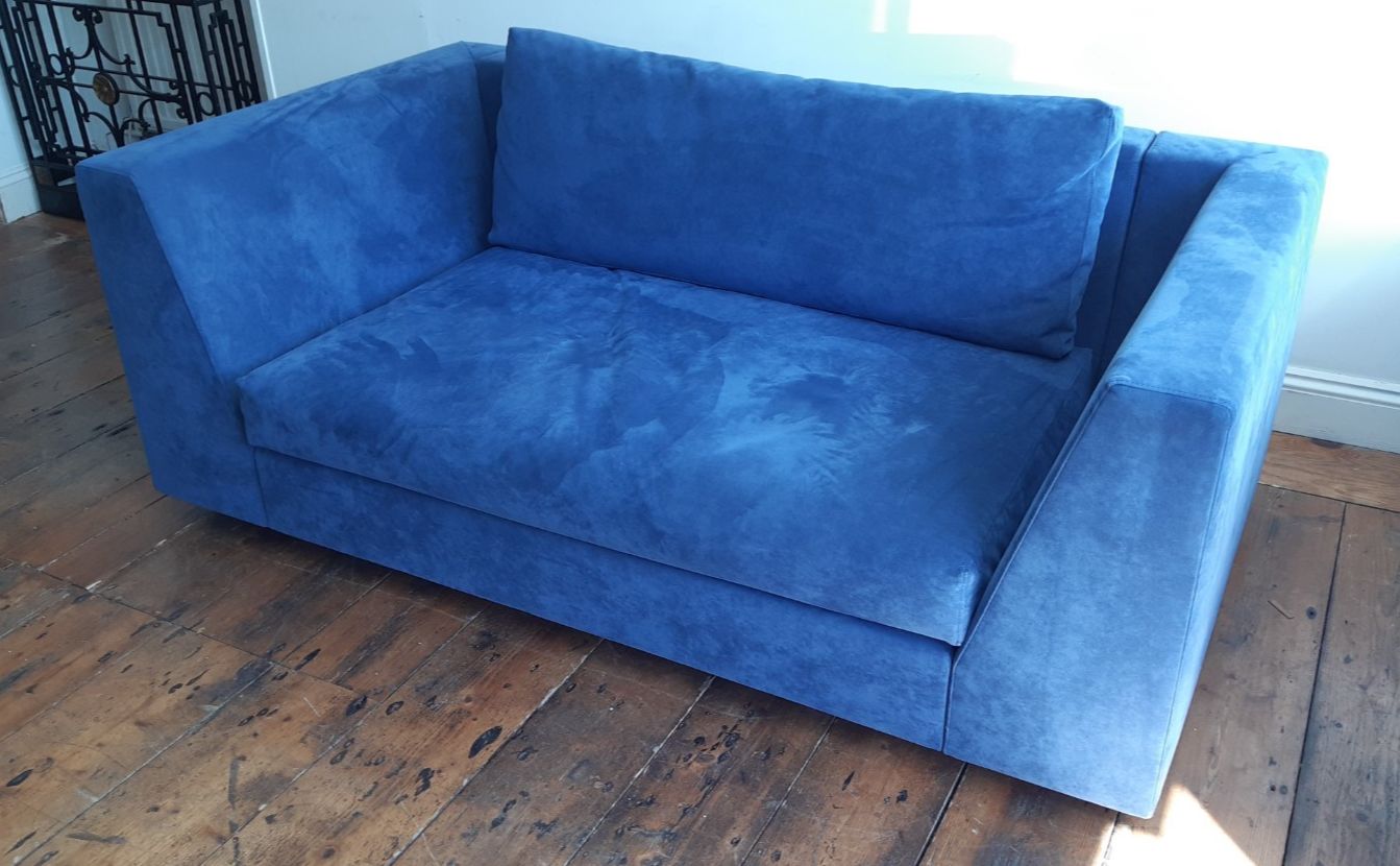 787.0 Ligne Roset 'Exclusif' Two Seater Sofa Blue Suede Upholstery  Vgc Uk Delivery photo