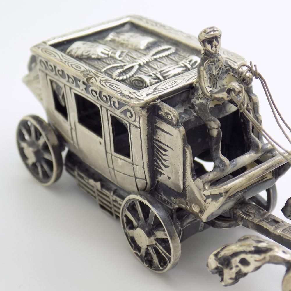 photo furniture Large Vintage Italian Handmade Sterling Silver 925 Carriage With Horses, Tuscany, 1970s