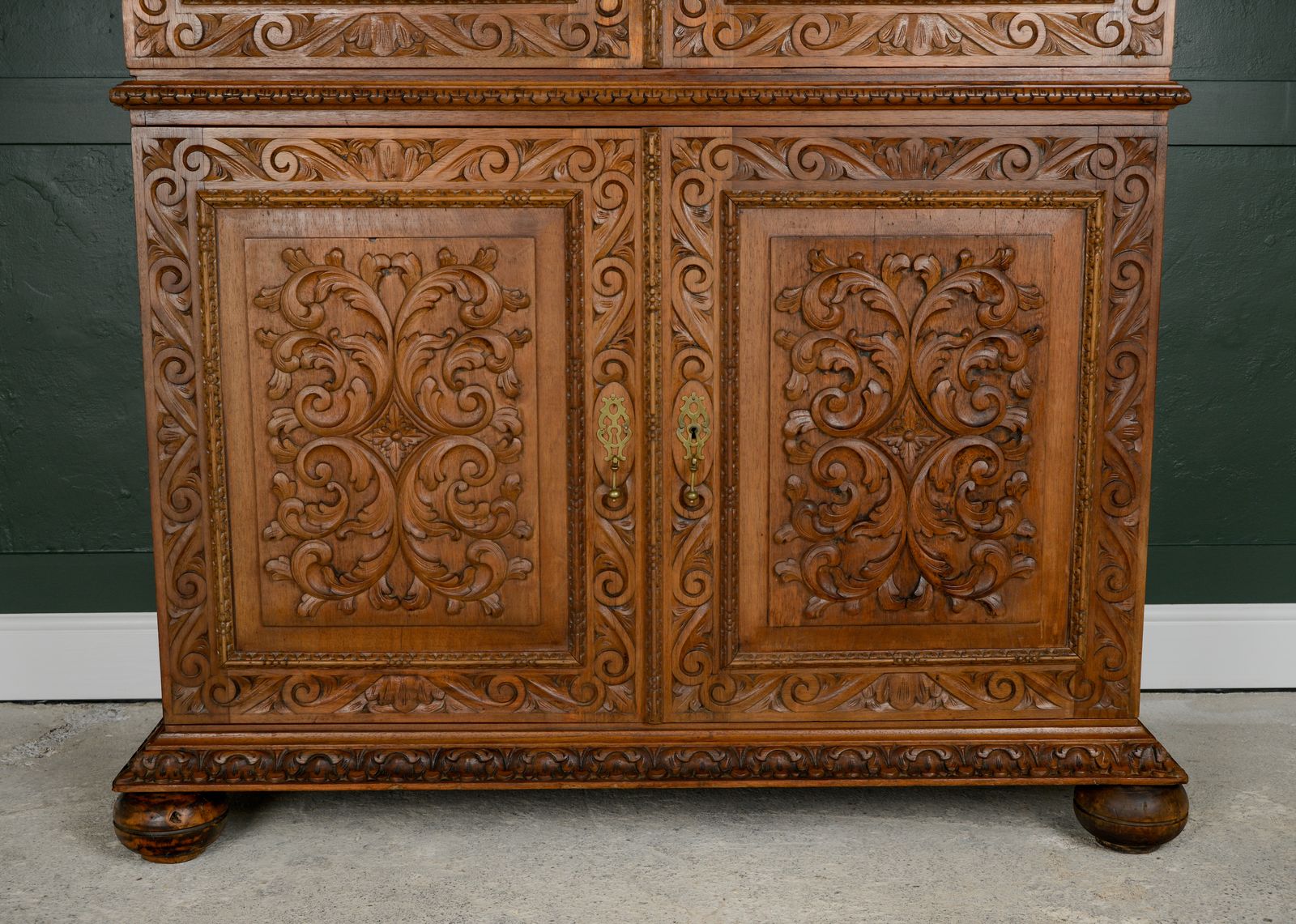Antique French Walnut Linen Press Housekeepers Cupboard   Ornately Carved photo Furniture