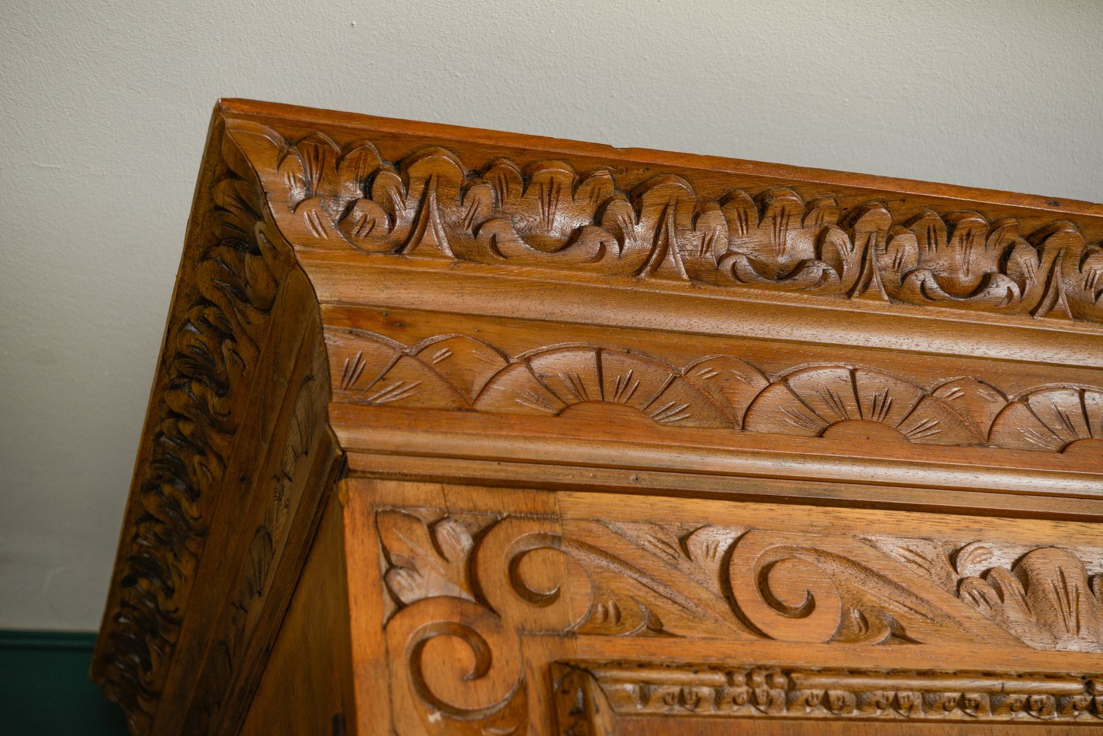 Antique French Walnut Linen Press Housekeepers Cupboard   Ornately Carved photo vintage