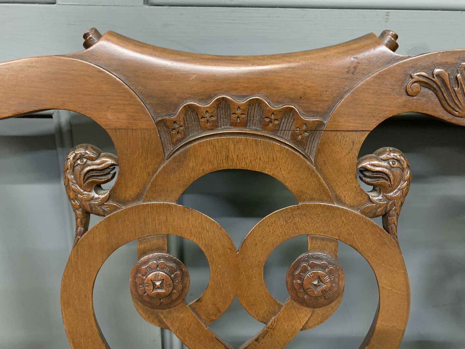 Chippendale Style Carved Mahogany Settee photo vintage