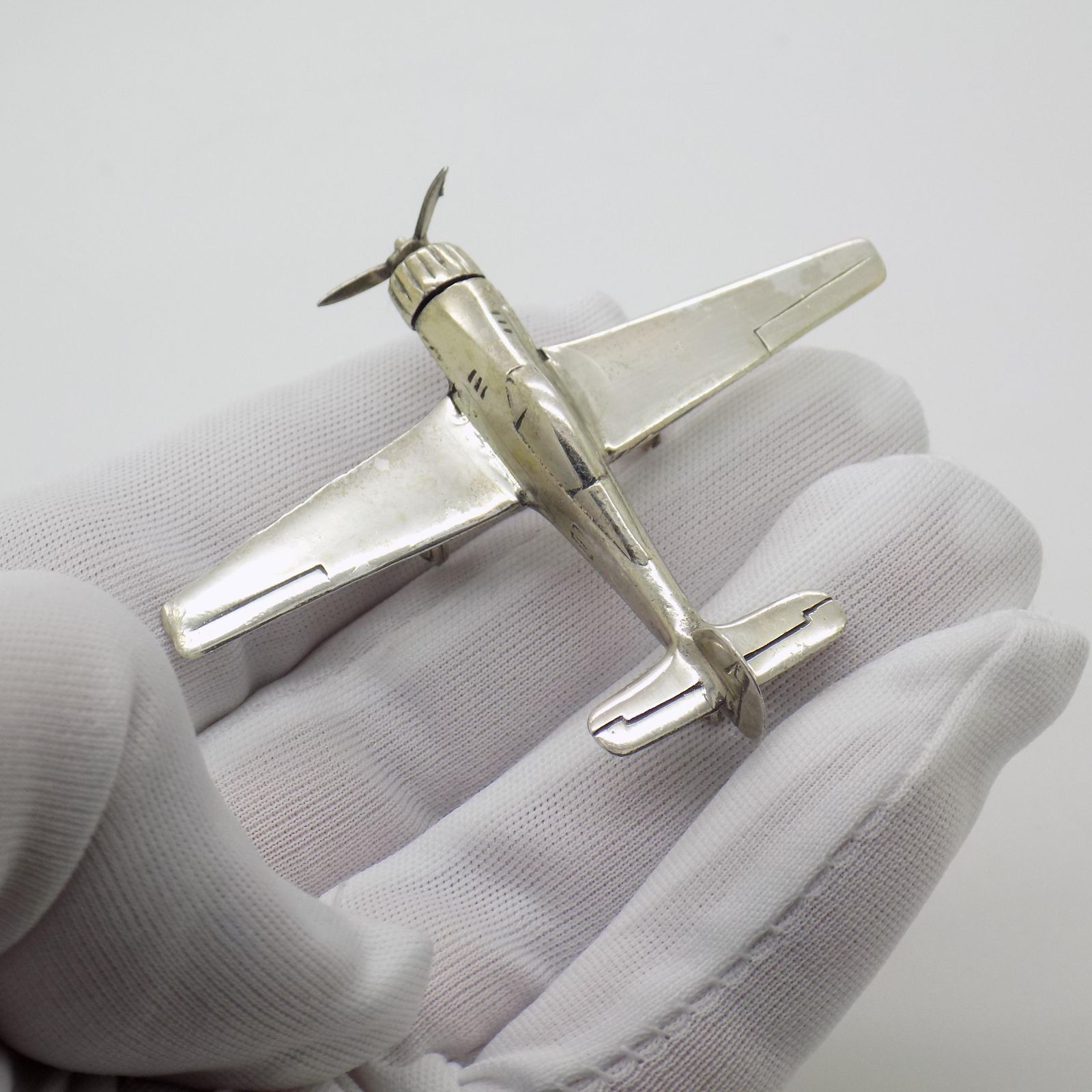 Vintage Italian Handmade Genuine Silver Airplane Figurine, 1980s photo furniture