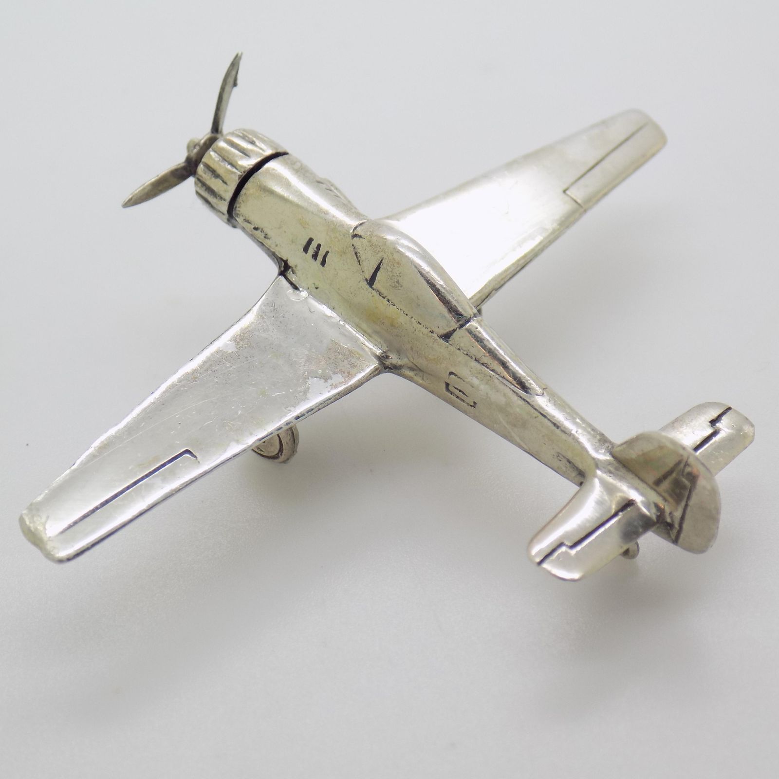 Vintage Italian Handmade Genuine Silver Airplane Figurine, 1980s photo Art