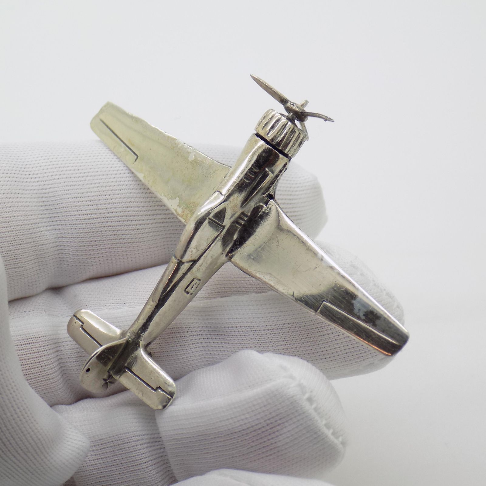 Vintage Italian Handmade Genuine Silver Airplane Figurine, 1980s photo vintage
