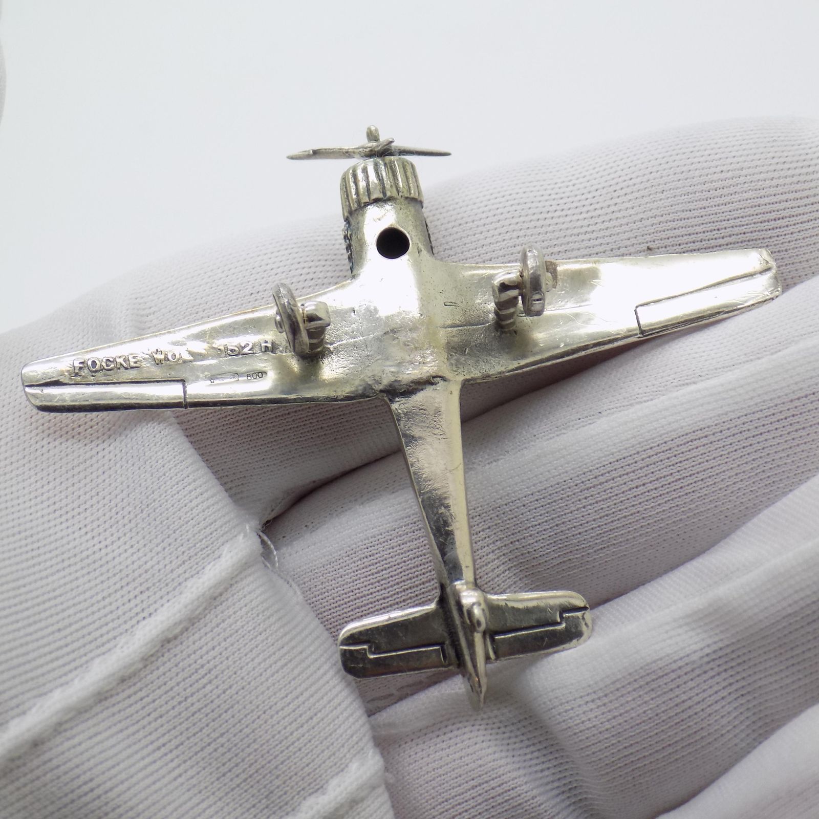 photo furniture Vintage Italian Handmade Genuine Silver Airplane Figurine, 1980s