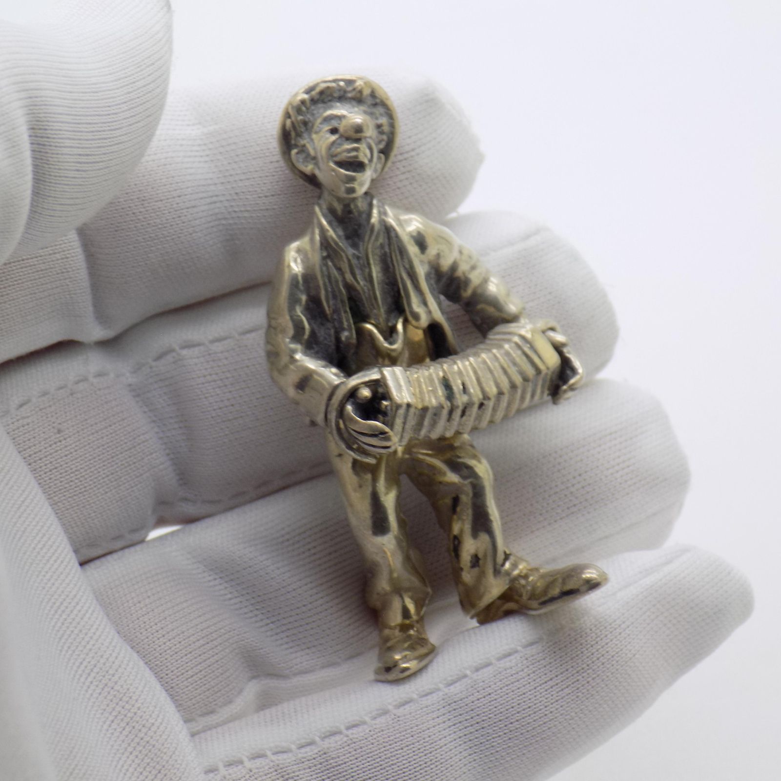 Vintage Italian Handmade Silver Clown With Accordion Figurine From Angini, Tuscany, 1970s photo furniture
