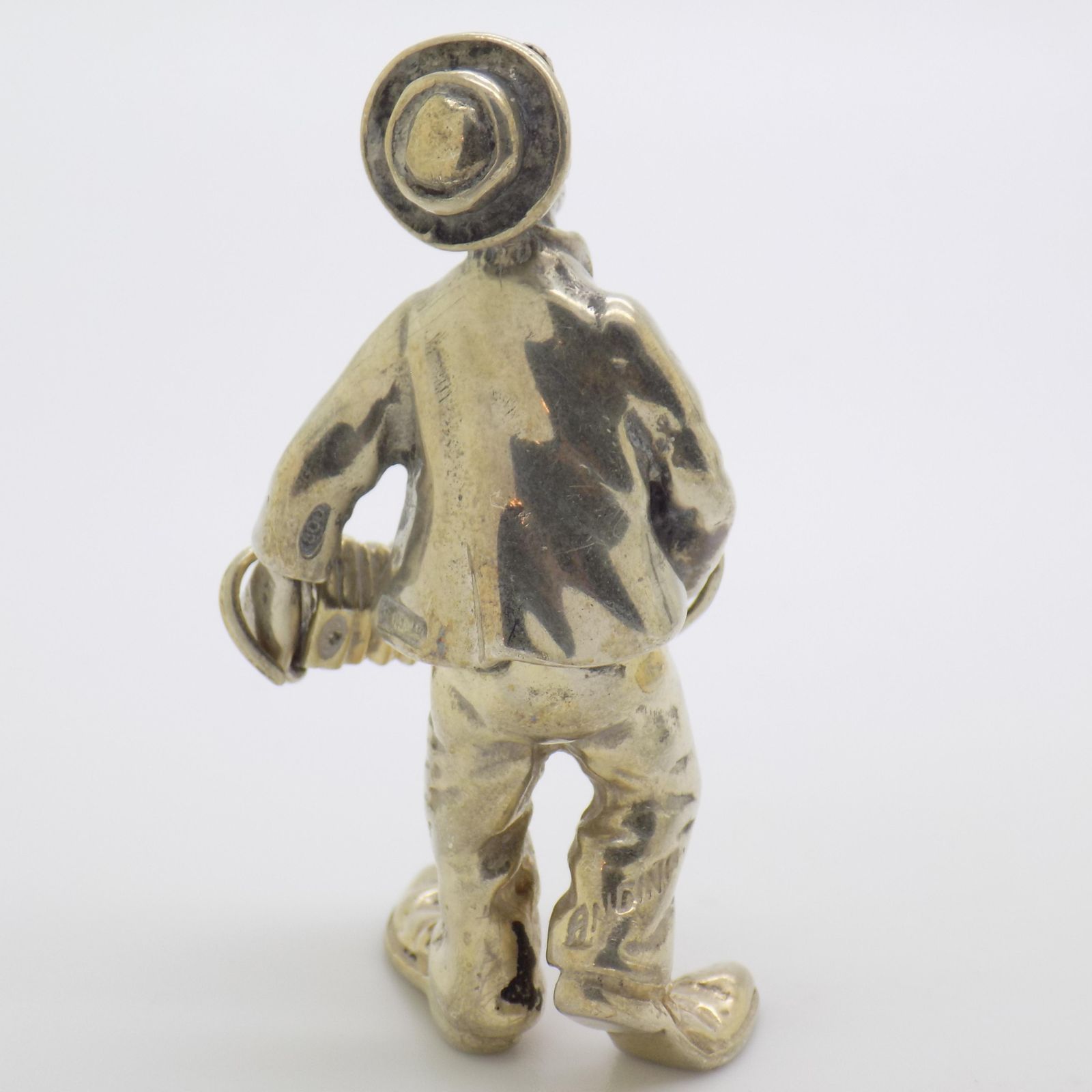 Vintage Italian Handmade Silver Clown With Accordion Figurine From Angini, Tuscany, 1970s photo vintage
