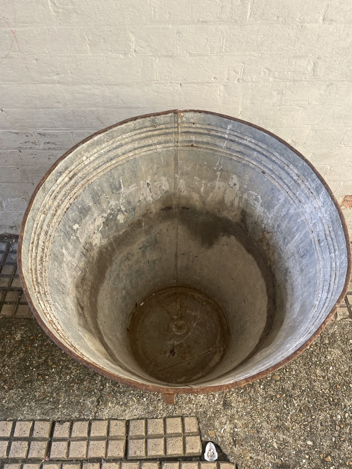 Extra Large Vintage Turkish Galvanised Olive Vessel Tree Planter photo for sale