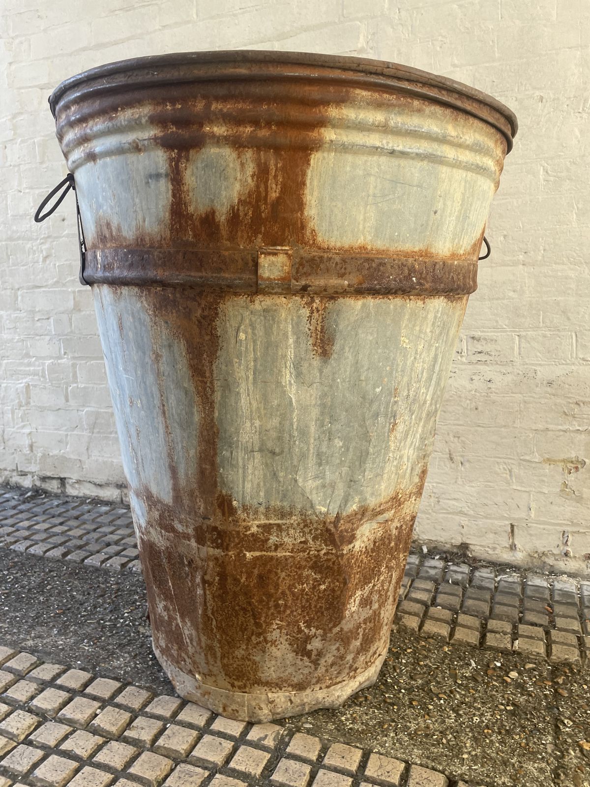 Extra Large Vintage Turkish Galvanised Olive Vessel Tree Planter photo Garden Decor