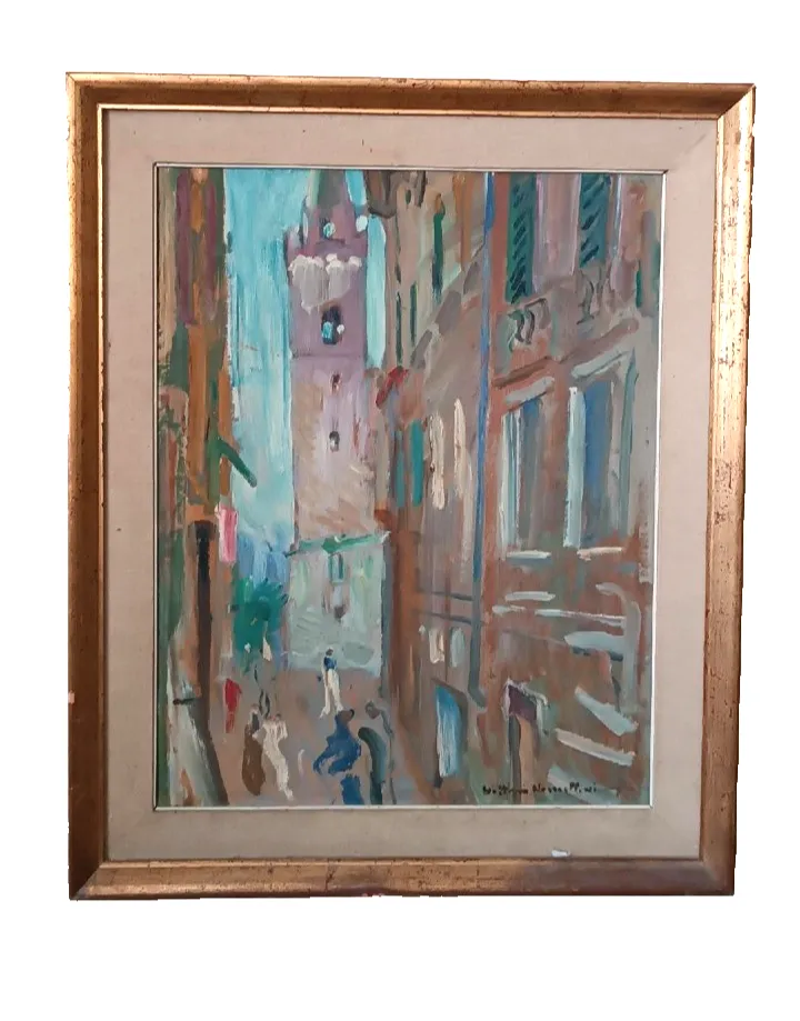 Oil Painting On Cardboard, Vittorio Nomellini (1901 1965 Florence), Lerici