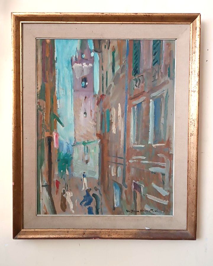Oil Painting On Cardboard, Vittorio Nomellini (1901 1965 Florence), Lerici photo for sale