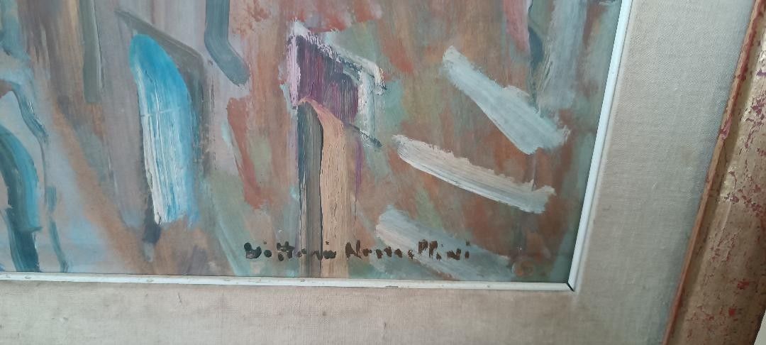 Oil Painting On Cardboard, Vittorio Nomellini (1901 1965 Florence), Lerici photo vintage