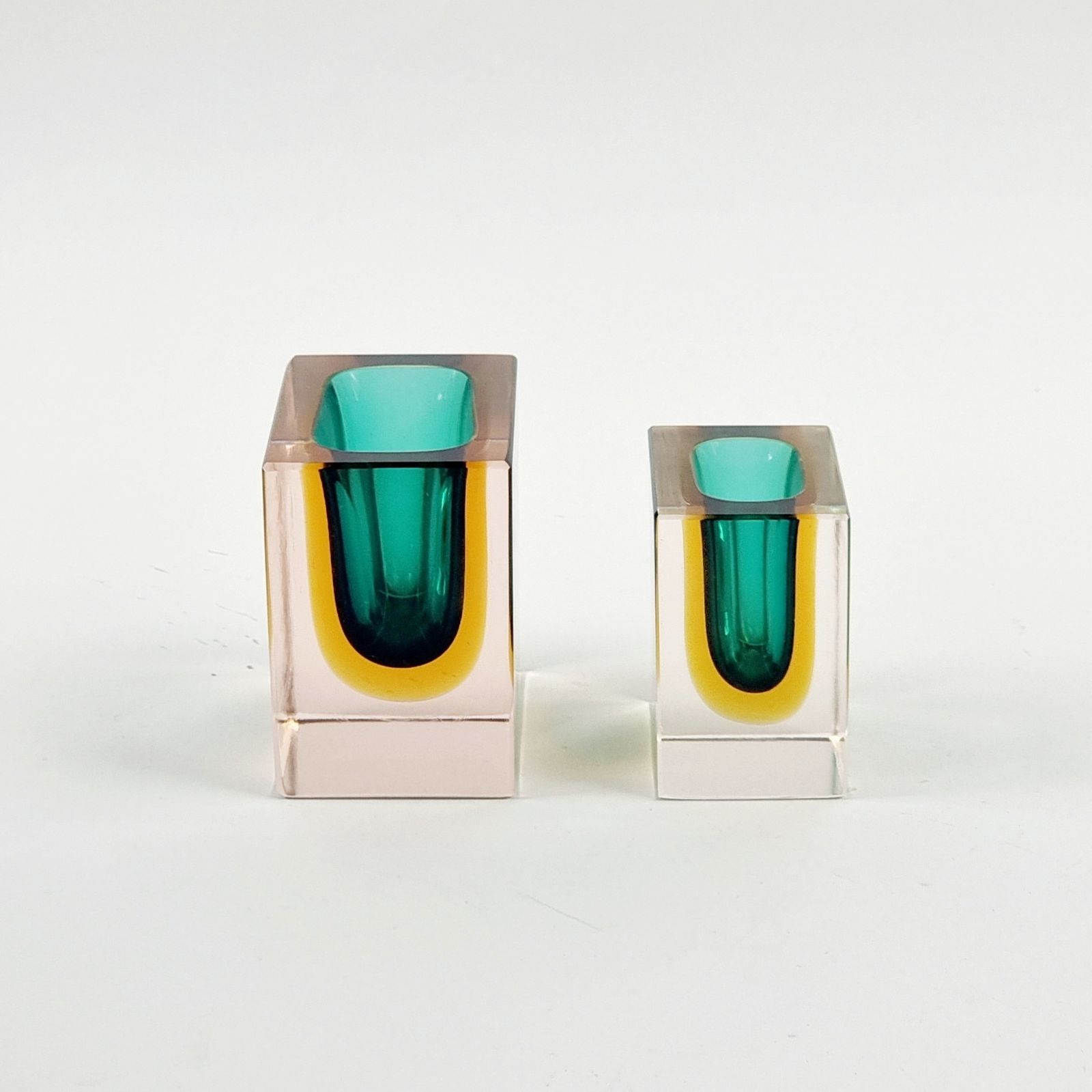 Pair Of Mid Century Sommerso Murano Glass Catchalls/Ashtrays By Flavio Poli For Seguso Vetri D'arte, Italy, 1970s photo for sale