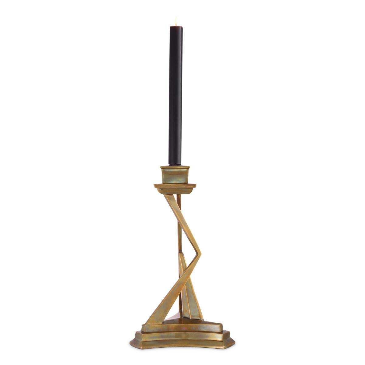 Set Of Two Candle Holders In Vintage Brass Finish photo vinterior