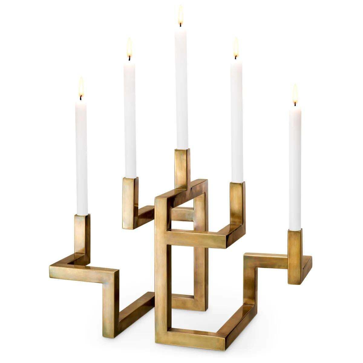 Set Of Two Candle Holder In Vintage Brass Finish With Timeless Design photo vintage