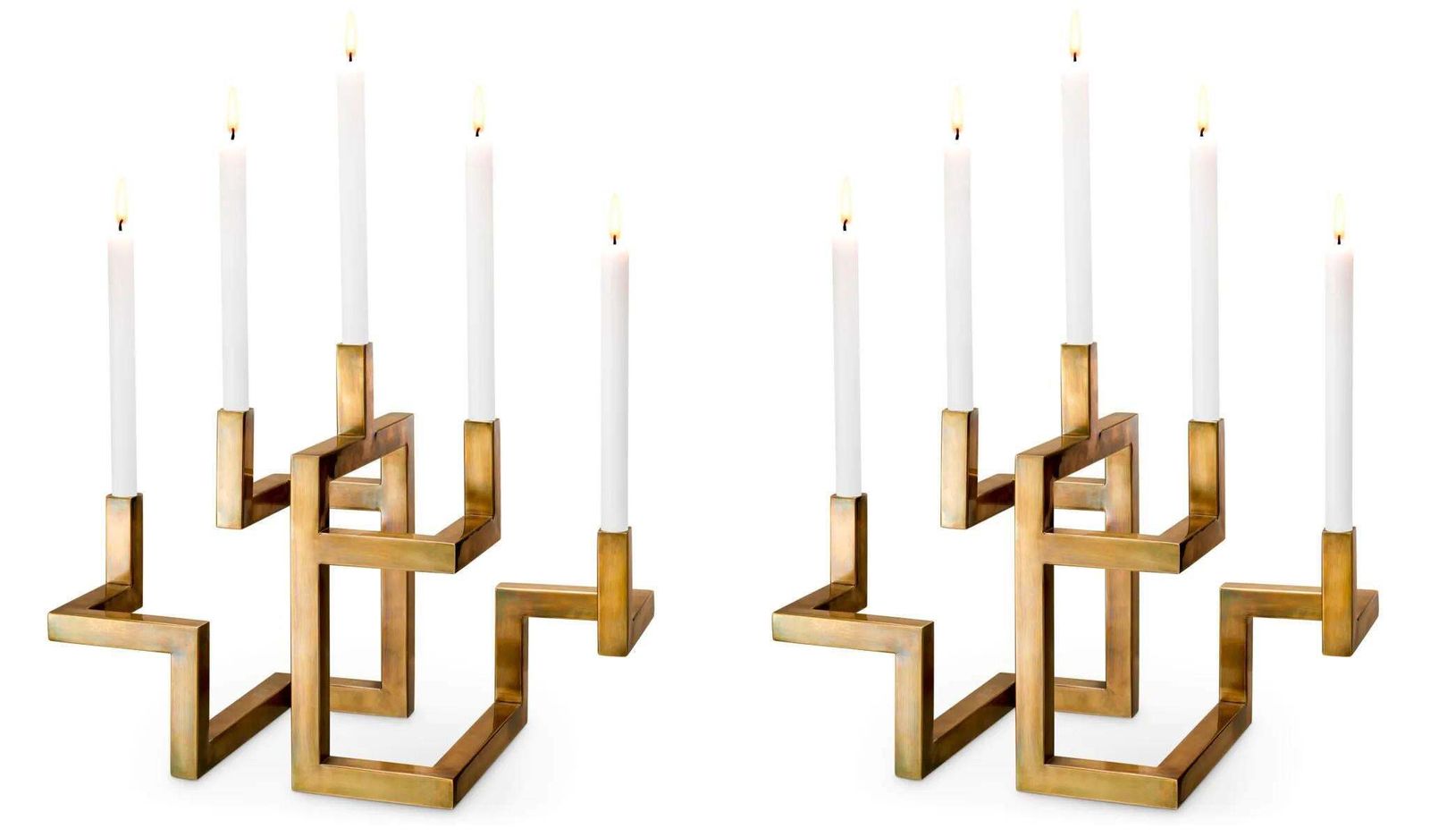 photo furniture Set Of Two Candle Holder In Vintage Brass Finish With Timeless Design