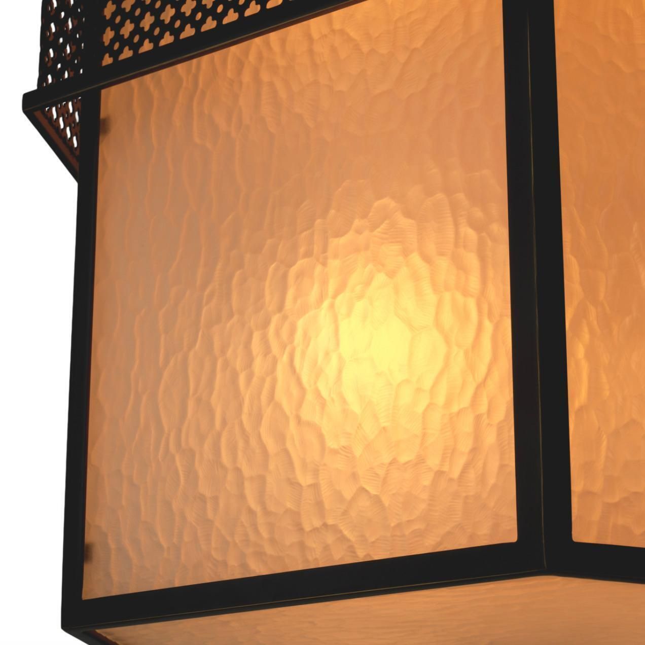 Chandelier In Metal With Bronze Finish And Frosted Glass, Contemporary Design photo vintage