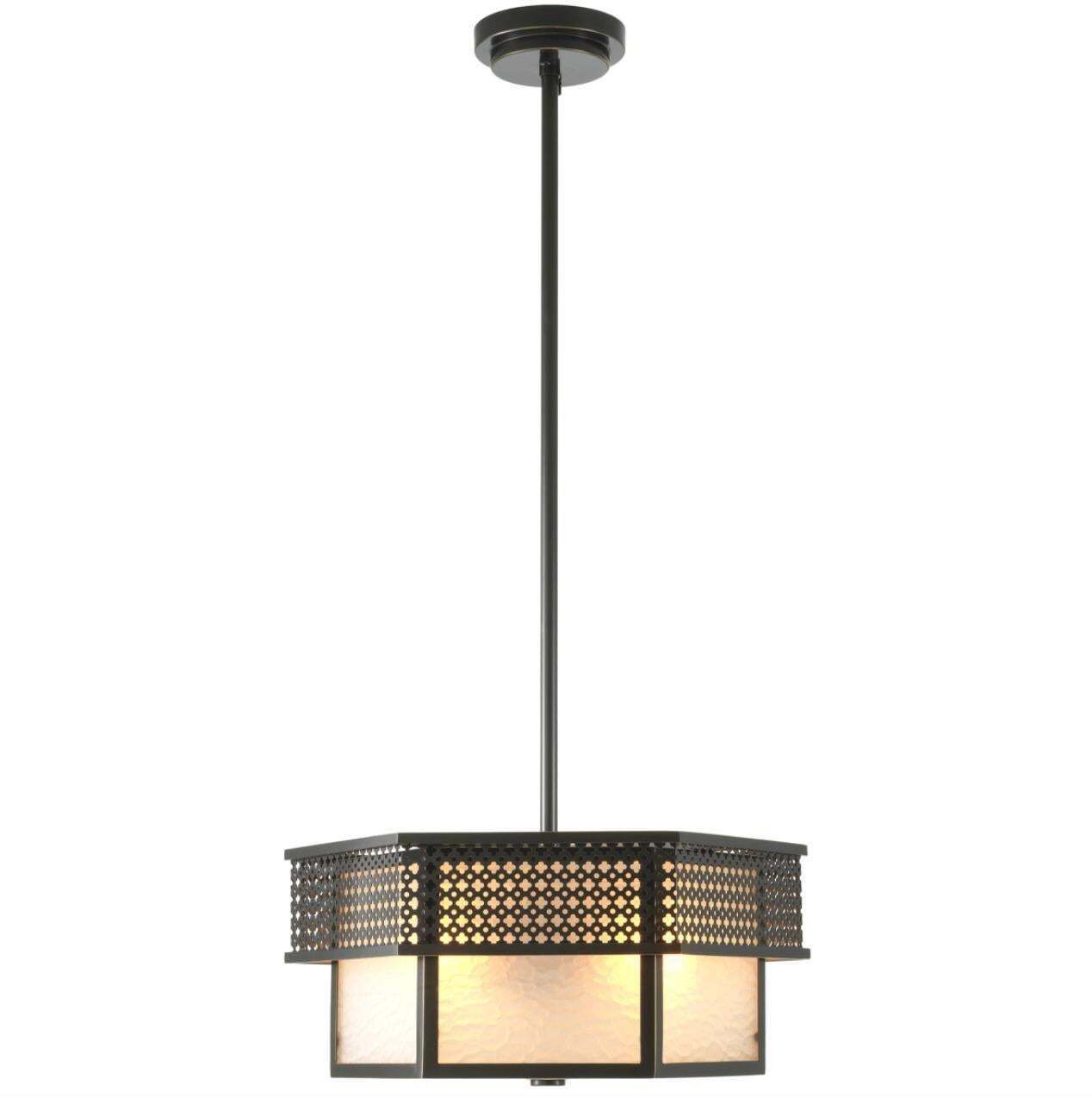 Ceiling Lamp In Metal With Bronze Finish And Frosted Glass, Contemporary Design photo for sale
