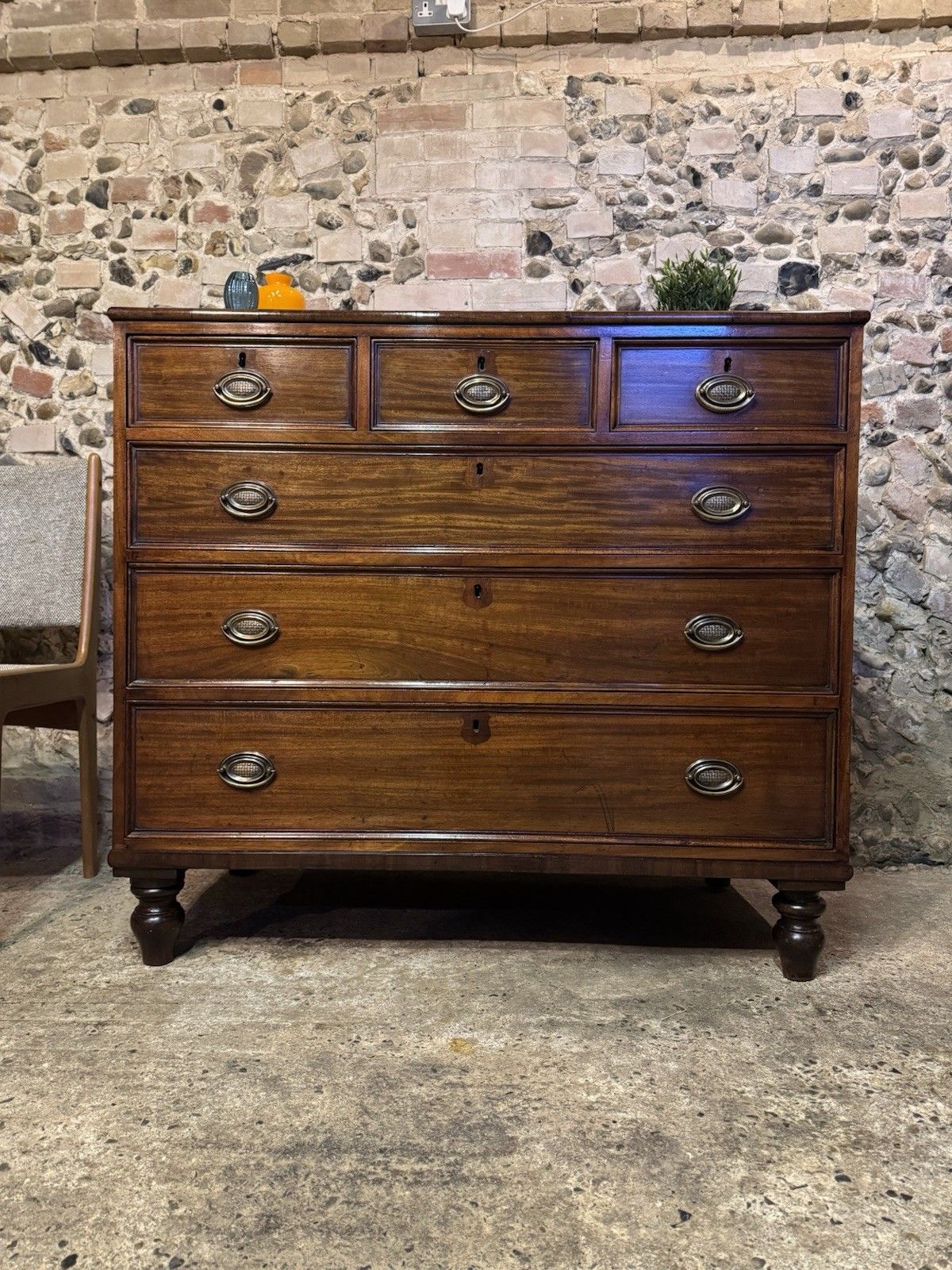 🚛 Large Antique / Georgian Mahogany Chest Of Drawers photo Furniture