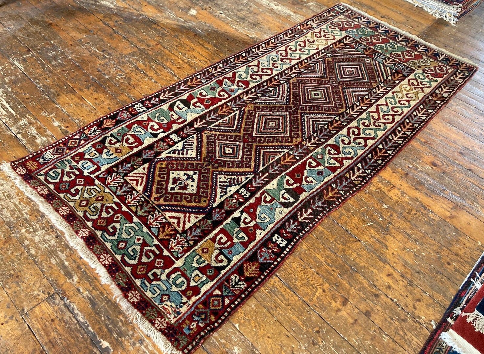 Antique Caucasian Rug 2.58m X 1.25m photo Textiles