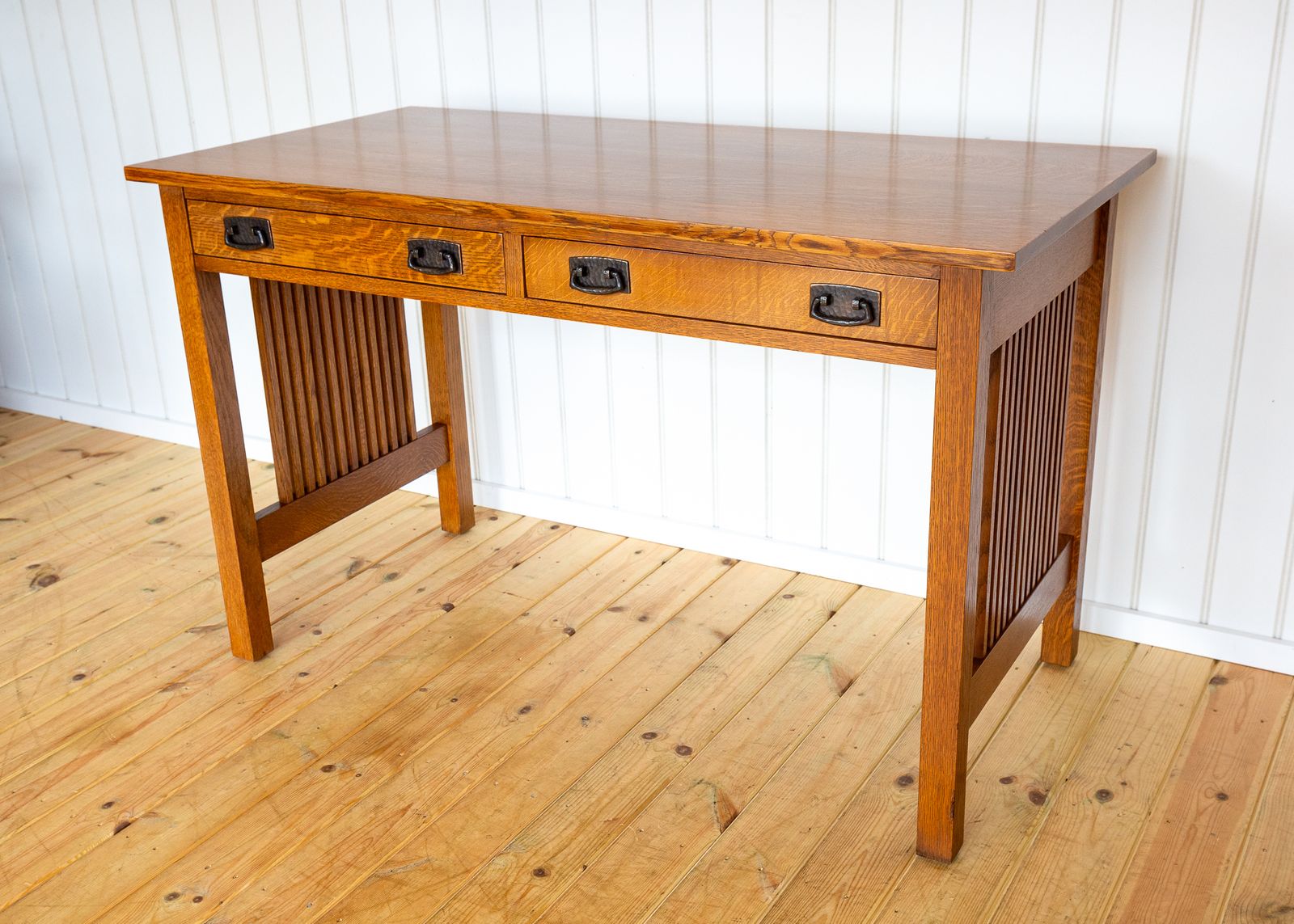 Mission Oak Desk By Stickley Arts & Crafts Spindle Office Library Writing Tabl.E American Craftsman Handcrafted L. & J.G. Stickley photo vintage