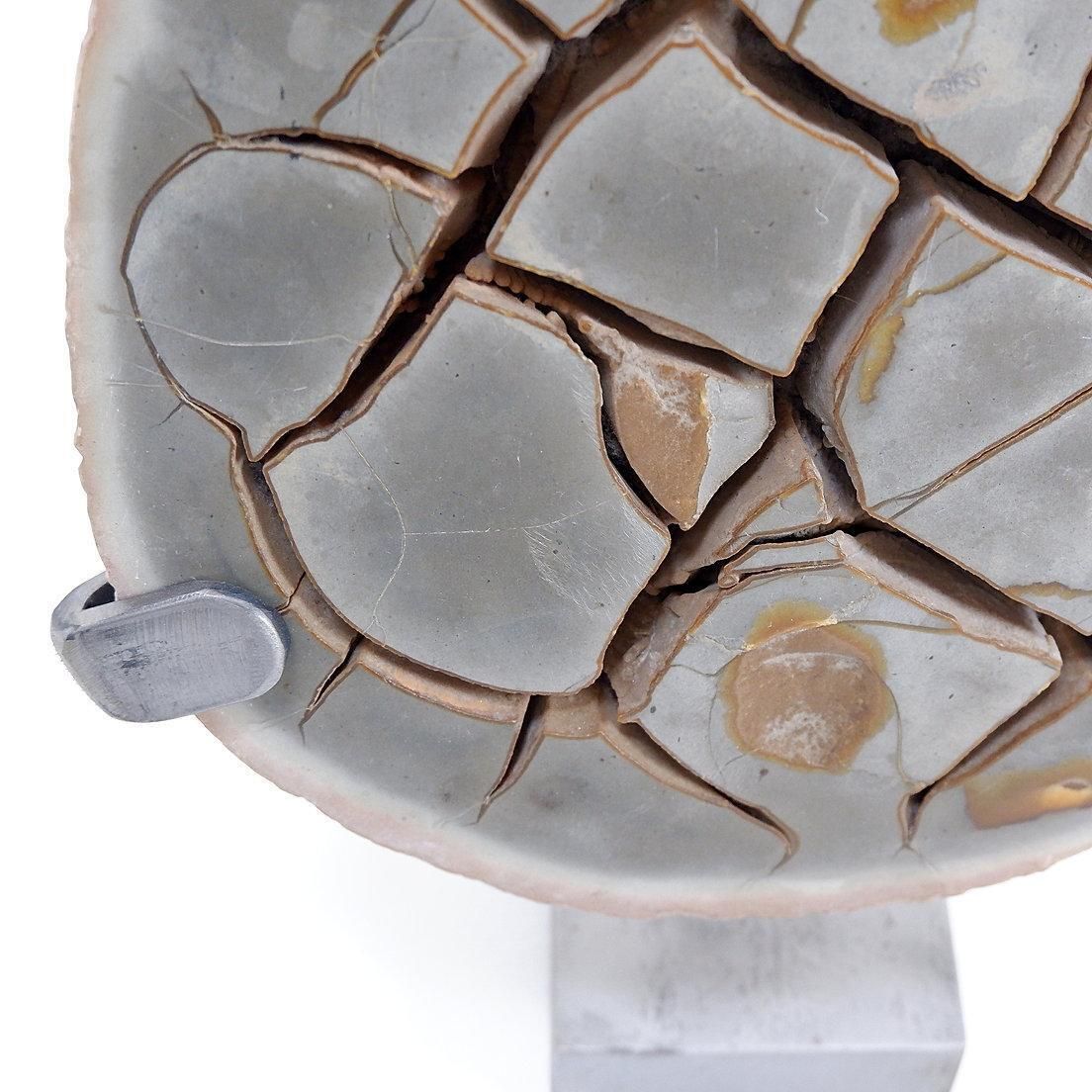 Septarian Nodule Sculpture On Metal Stand, Belgium, 20th Century photo Art