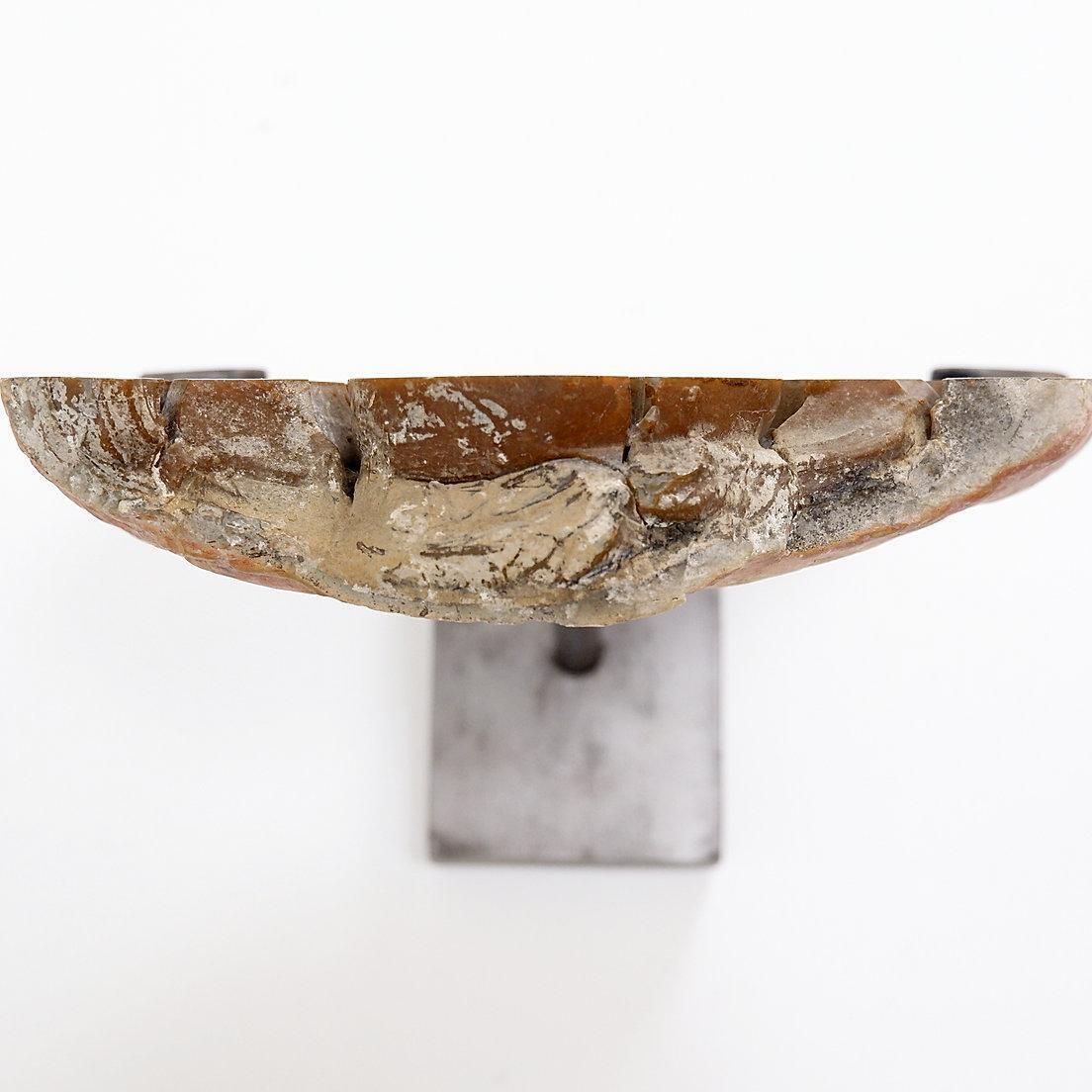 Septarian Nodule Sculpture On Metal Stand, Belgium, 20th Century photo vintage