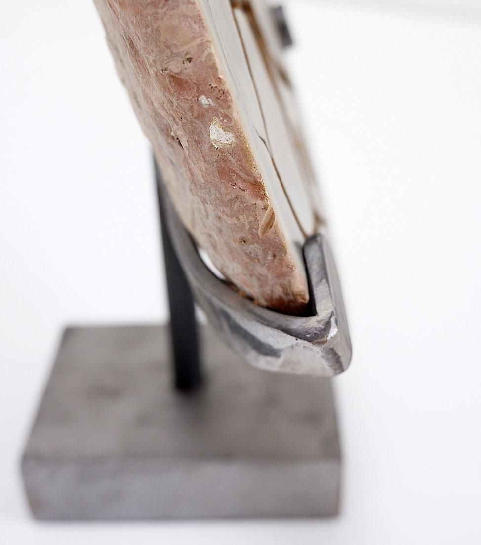 Art Septarian Nodule Sculpture On Metal Stand, Belgium, 20th Century photo