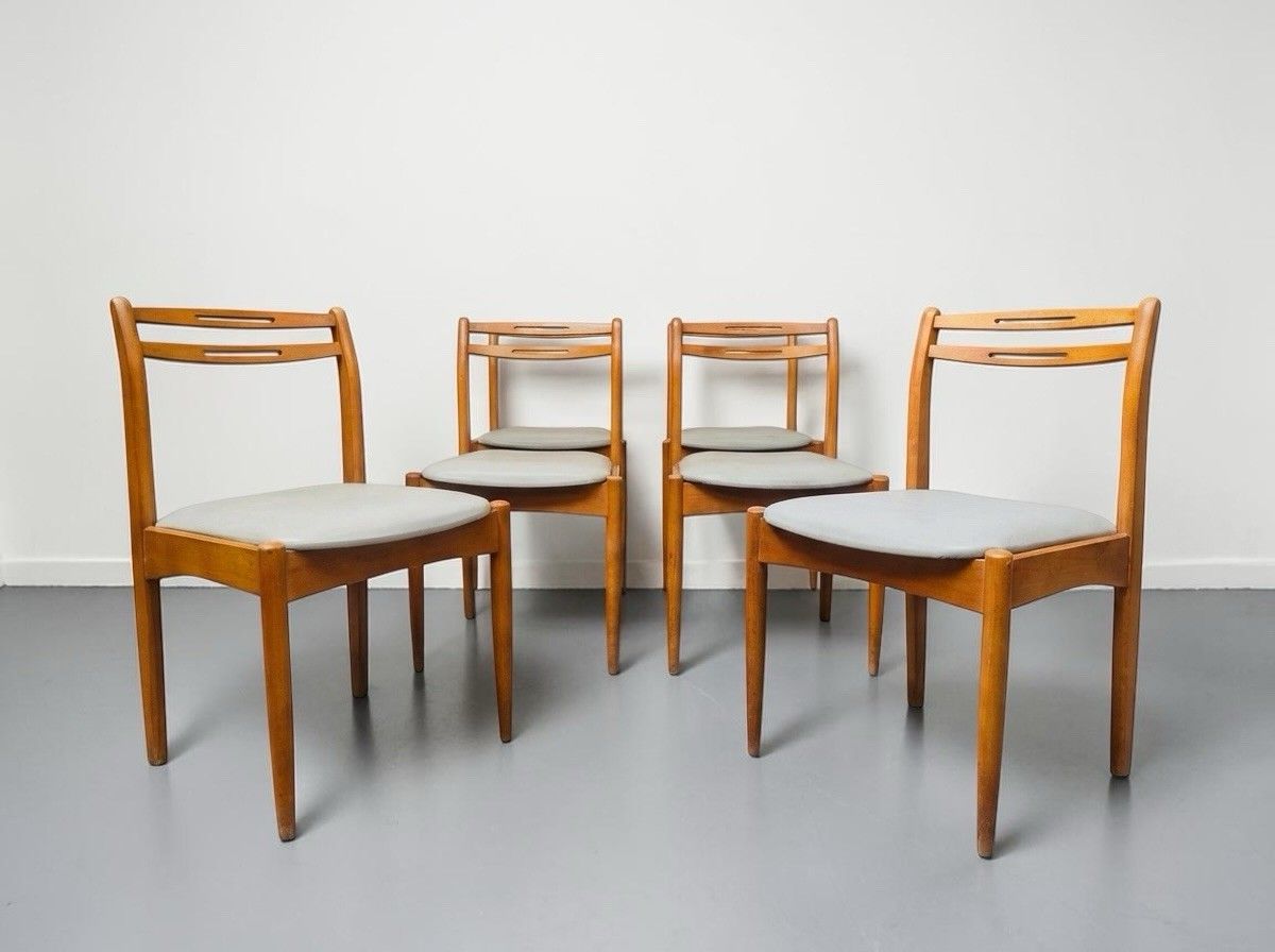 Set Of Seven Teak Morris Of Glasgow Dining Chairs Danish Style Rare Mid Century photo 695.0