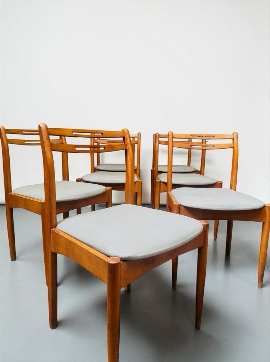 Set Of Seven Teak Morris Of Glasgow Dining Chairs Danish Style Rare Mid Century photo vinterior